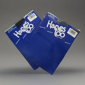 Hanes Too Hosiery Size E-F Sheer Pantyhose (2) Black Navy Style 117 VTG 1994